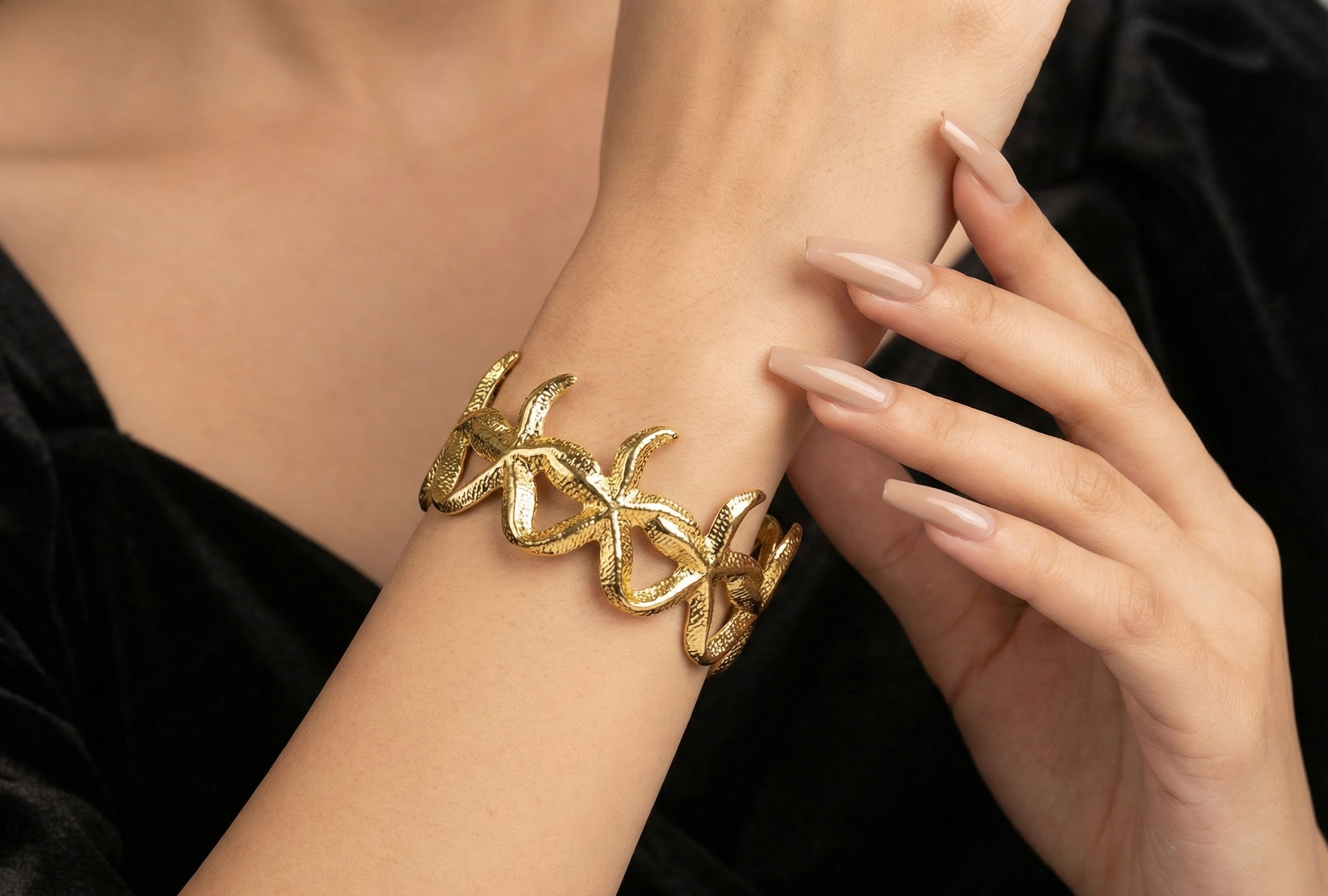 Textured Starfish Cuff Bracelet - Image 2